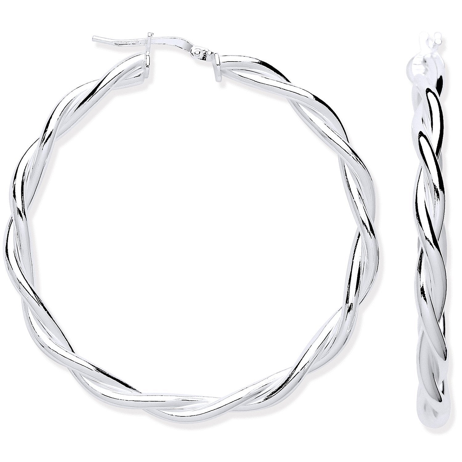 Silver Twist Hoop 40mm Earrings - Fine Ring - Certified Authentic - Swiss Made - UK Stock – Luxury Jewellery by Imperi